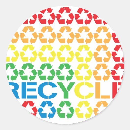 retro recyclen ronde sticker (Voorkant)