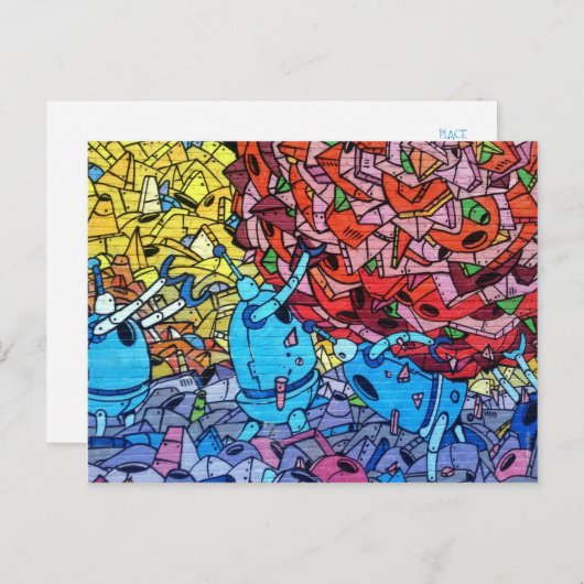 Retro Recycling Robots Wall Art Graffiti Briefkaart (Voorkant / Achterkant)