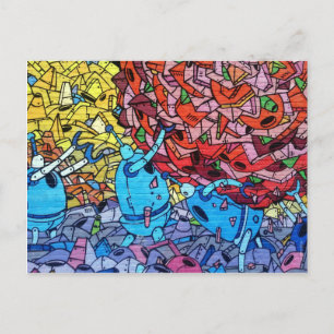 Retro Recycling Robots Wall Art Graffiti Briefkaart