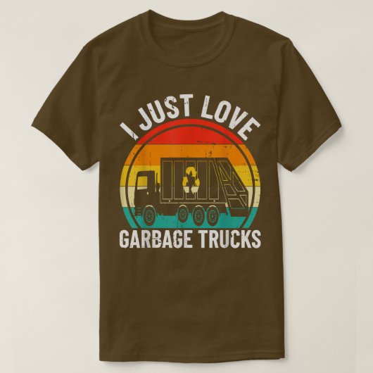 Retro Recycling Trash Trucks T-shirt Ik hou gewoon (Design voorkant)