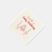 Retro Red 40e Hand getrokken taart 40 verjaardag Servet (Hoek)