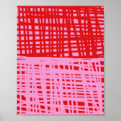 Retro Red and Pink Abstract Grid  Poster (Voorkant)