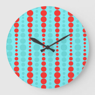 Retro Red and Turquoise Dots Round Wall Clock Grote Klok