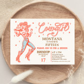  Retro Red Any Age Cowgirl Verjaardag Kaart
