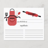 Retro Red Apron Kitchen Tools Recipcard (Voorkant)
