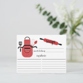 Retro Red Apron Kitchen Tools Recipcard Briefkaart (Staand voorkant)