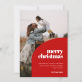 Retro Red Arch Design Vrolijke Kerstfoto Feestdagenkaart (Voorkant)