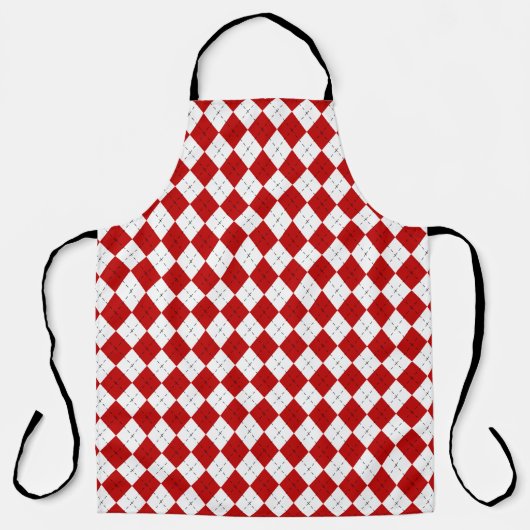 Retro Red Argyle Chef’s Apron Schort (Voorkant)