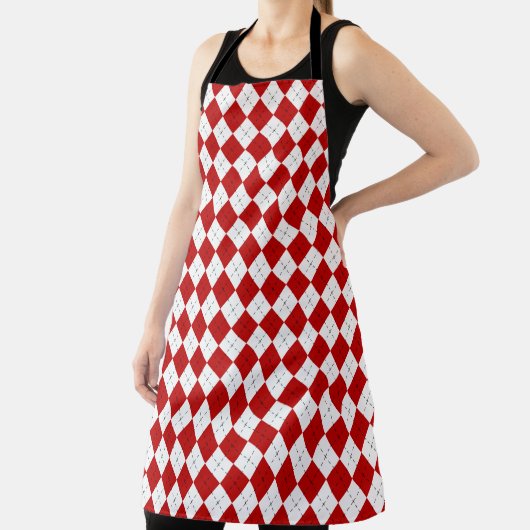Retro Red Argyle Chef’s Apron Schort (Insitu)