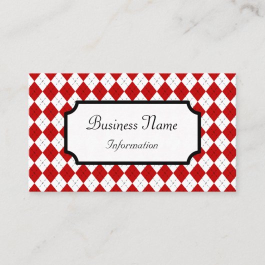Retro Red Argyle Visitekaartje (Voorkant)