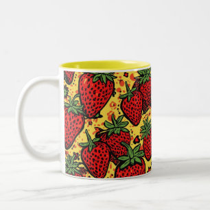 Retro Red Berry Fruit Cottcore aardbei Tweekleurige Koffiemok