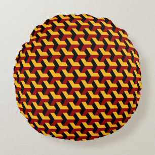 Retro Red Black Barcelona Geometric Block Patroon Rond Kussen