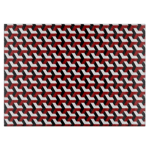 Retro Red Black Barcelona Geometric Block Patroon Snijplank (Voorkant)