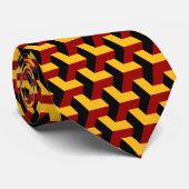 Retro Red Black Barcelona Geometric Block Patroon Stropdas (Opgerold)