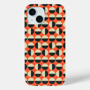 Retro Red Black Beige Dot Sixties Patroon iPhone 15 Case