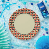 Retro Red Black Beige Dot Sixties Patroon Papieren Bordje (Feest)