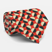 Retro Red Black Beige Dot Sixties Patroon Stropdas (Opgerold)