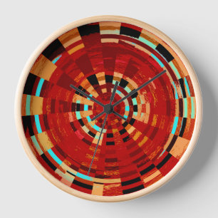 Retro Red Black Blue Yellow Brown Circular Patroon