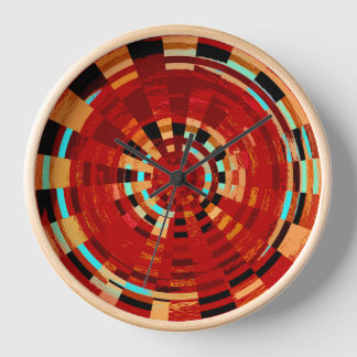 Retro Red Black Blue Yellow Brown Circular Patroon