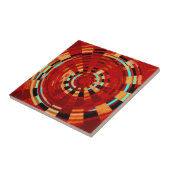 Retro Red Black Blue Yellow Brown Circular Patroon Tegeltje (Zijkant)