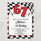 Retro Red Black Checkered 6 7 Boy 7th Birthday Kaart (Voorkant)