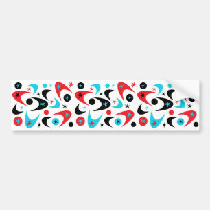 Retro Red Black en Aqua Starburst Boomerang Bumpersticker
