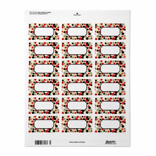 Retro Red Black Kitchen Gift Label Labels (Full Sheet)