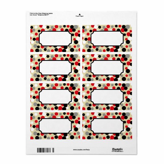 Retro Red Black Kitchen Gift Label Labels (Full Sheet)