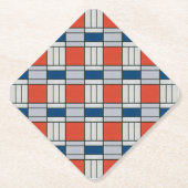 Retro Red Blue Geometric Patroon Kartonnen Onderzetters (Voorkant)