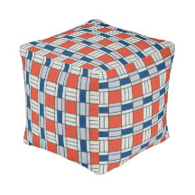 Retro Red Blue Grey Geometric Pattern