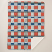 Retro Red Blue Grey Geometric Pattern