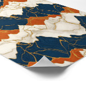 Retro Red Blue Mountain Landscape Art Poster (Hoek)