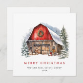Retro Red Boerderij Barn Christmas Corporate Feestdagenkaart (Voorkant / Achterkant)