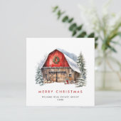 Retro Red Boerderij Barn Christmas Corporate Feestdagenkaart (Staand voorkant)