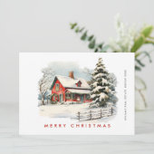 Retro Red Boerderij Barn Christmas Corporate Feestdagenkaart (Staand voorkant)