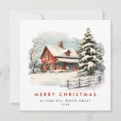 Retro Red Boerderij Barn Christmas Corporate Feestdagenkaart (Voorkant)