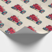 Retro Red Boerderij Tractor Cadeaupapier (Hoek)