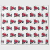 Retro Red Boerderij Tractor op wit Cadeaupapier (Vlak)