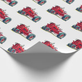 Retro Red Boerderij Tractor op wit Cadeaupapier (Hoek)