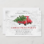 Retro Red Boerderij Truck Birch Bark Kerstparty Kaart (Voorkant)