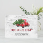 Retro Red Boerderij Truck Birch Bark Kerstparty Kaart (Staand voorkant)