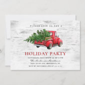 Retro Red Boerderij Truck Birch Kerstfeestdag Kaart (Voorkant)