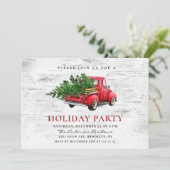 Retro Red Boerderij Truck Birch Kerstfeestdag Kaart (Staand voorkant)