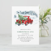 Retro  Red Boerderij Truck Holiday Eve Kaart (Staand voorkant)