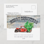 Retro Red Boerderij Truck kerst Corporate Greep Feestdagenkaart (Voorkant / Achterkant)