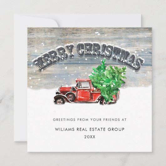 Retro Red Boerderij Truck kerst Corporate Greep Feestdagenkaart (Voorkant)
