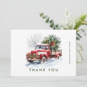 Retro Red Boerderij Truck kerst Corporate Holiday Bedankkaart (Staand voorkant)
