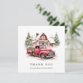 Retro Red Boerderij Truck kerst Corporate Holiday Bedankkaart (Staand voorkant)
