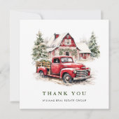 Retro Red Boerderij Truck kerst Corporate Holiday Bedankkaart (Voorkant)