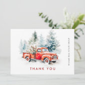 Retro Red Boerderij Truck kerst Corporate Holiday Bedankkaart (Staand voorkant)
